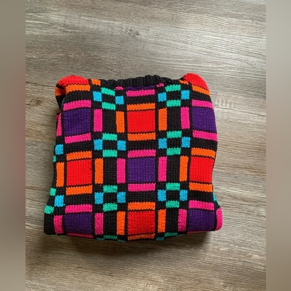 VTG ROBERTA FREYMANN Grandpa Sweater Turtleneck Funky Retro Multi Color S - Picture 8 of 8